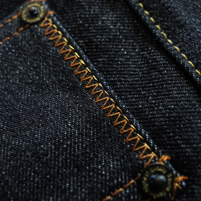 SAUCE ORIGIN 917XX جينز رجالي Selvedge Denim جينز للرجال زر فضي فضفاض مناسب يدويًا 15 أونصة #4