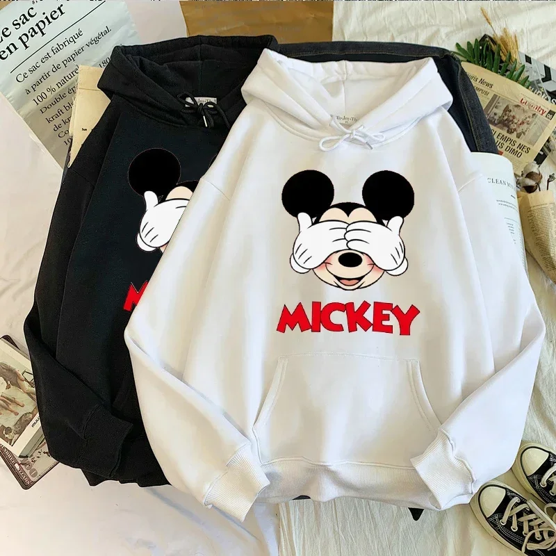 Cartoon Mouse Print Women Hoodies Harajuku Women\'s Sweatshirts Anime Fashion Female Unisex Hooded Pullovers Long Sleeve Hoodie