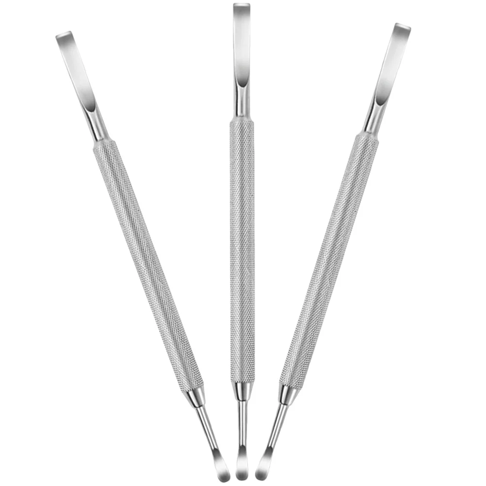 3 個のネイルキューティクルプッシャーステンレス鋼耐久性のある両端ネイルクリーナーツールマニキュアペディキュアセットキューティクルプッシャー