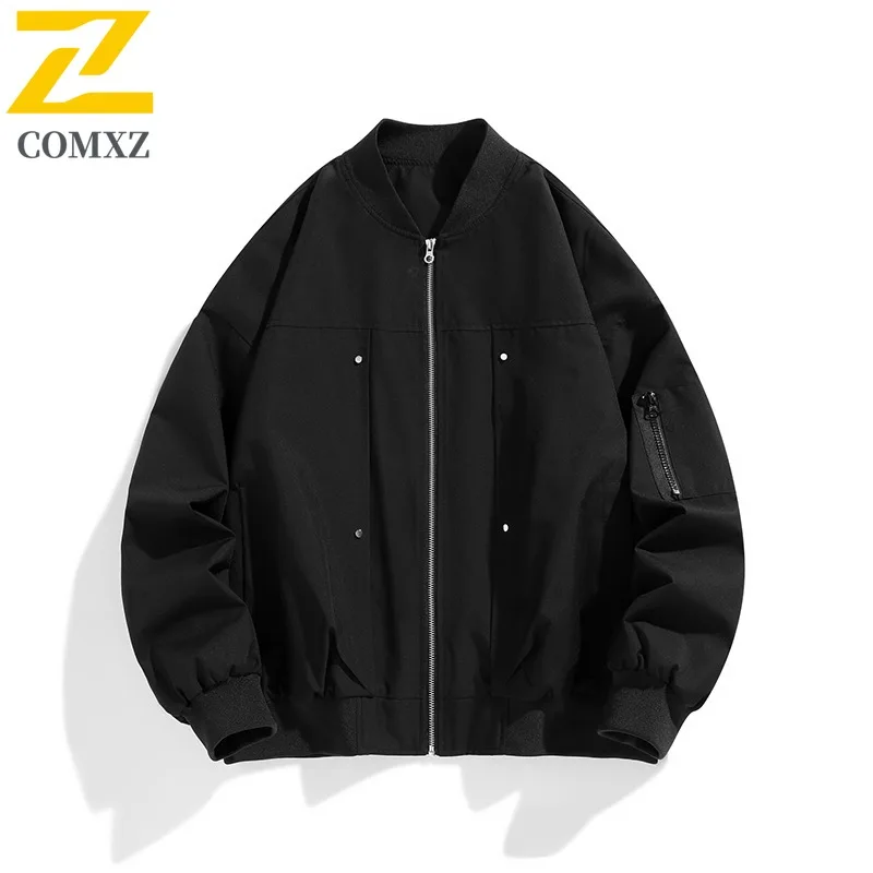 

COMXZ 2024, мужская свободная куртка, весна-осень, бейсбольное пальто в американском стиле, модная легкая повседневная верхняя одежда