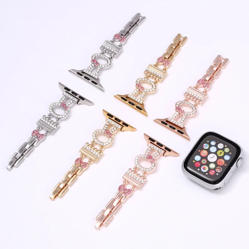 Metalowy pasek świąteczny do zegarka Apple Watch Band Y2K Metal Diamond 45 mm 41 mm Pasek do zegarka Biżuteria damska Bransoletka do zegarka iWatch 9 8 7 6 5 4