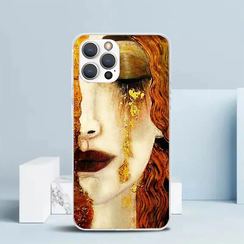 Kiss by Gustav Klimt Desig Phone Case For IPhone 16 15 14 13 12 11 Pro Max Mini XR XS X 7 Plus 8 + SE 2020 Soft TPU Back Cover