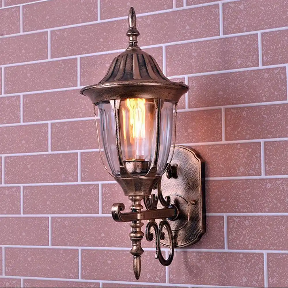 مصابيح الحائط في الهواء الطلق 9 "فيلا أوروبية عتيقة المناظر الطبيعية مقاوم للماء مصابيح الحائط الخارجية مصابيح الحائط الممر المتوسطي