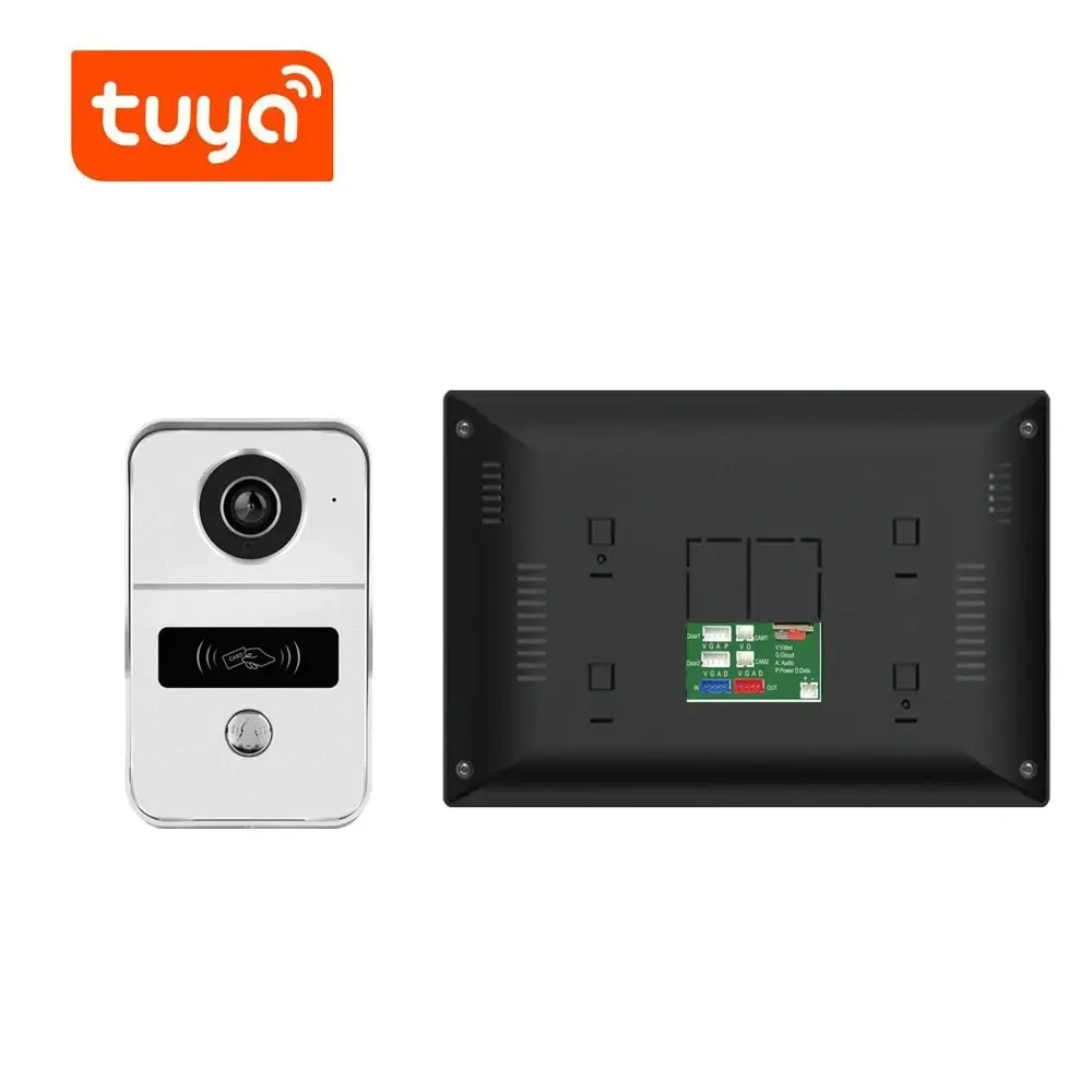 1080P 10 Inch 7 Color Touch Screen Wireless Wifi Video Doorbell Smart TUYA Home Intercom Kit for RFID Access Control System 140�