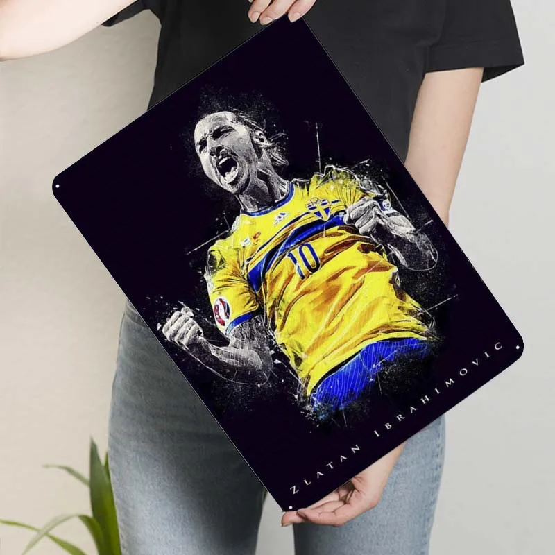 Zlatan Ibrahimovic Sports Metal Poster Home Decoration Accessories Vintage Metal Tin Sign Plaque for Wall Art Decoration Retro