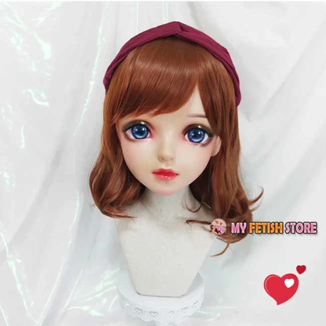 (Miao10) mujer dulce chica resina media cabeza Kigurumi BJD ojos Crossdress Cosplay Anime japonés papel máscara de Lolita con ojos y peluca