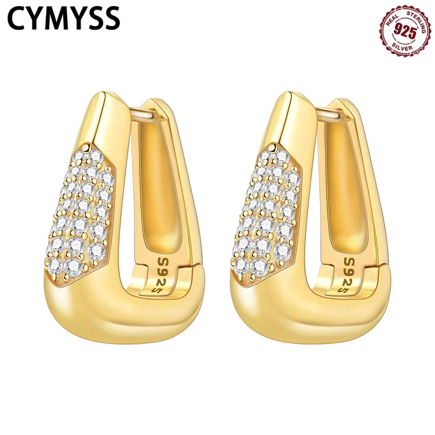 

CYMYSS 2025 New S925 Sterling Silver 18K Gold Plated Jewelry Hoop Earrings Boutique Birthday Party Gift Women's Earrings