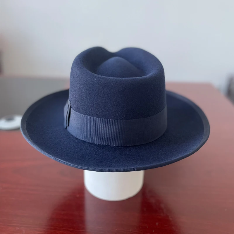 Weicher Filzhut der Marke LIHUA, Fedora-Hüte aus 100 % Wolle für Herren und Damen, himmelblau, kamelfarben, schwarze klassische Floppy-Panama-Mütze – Detail 17