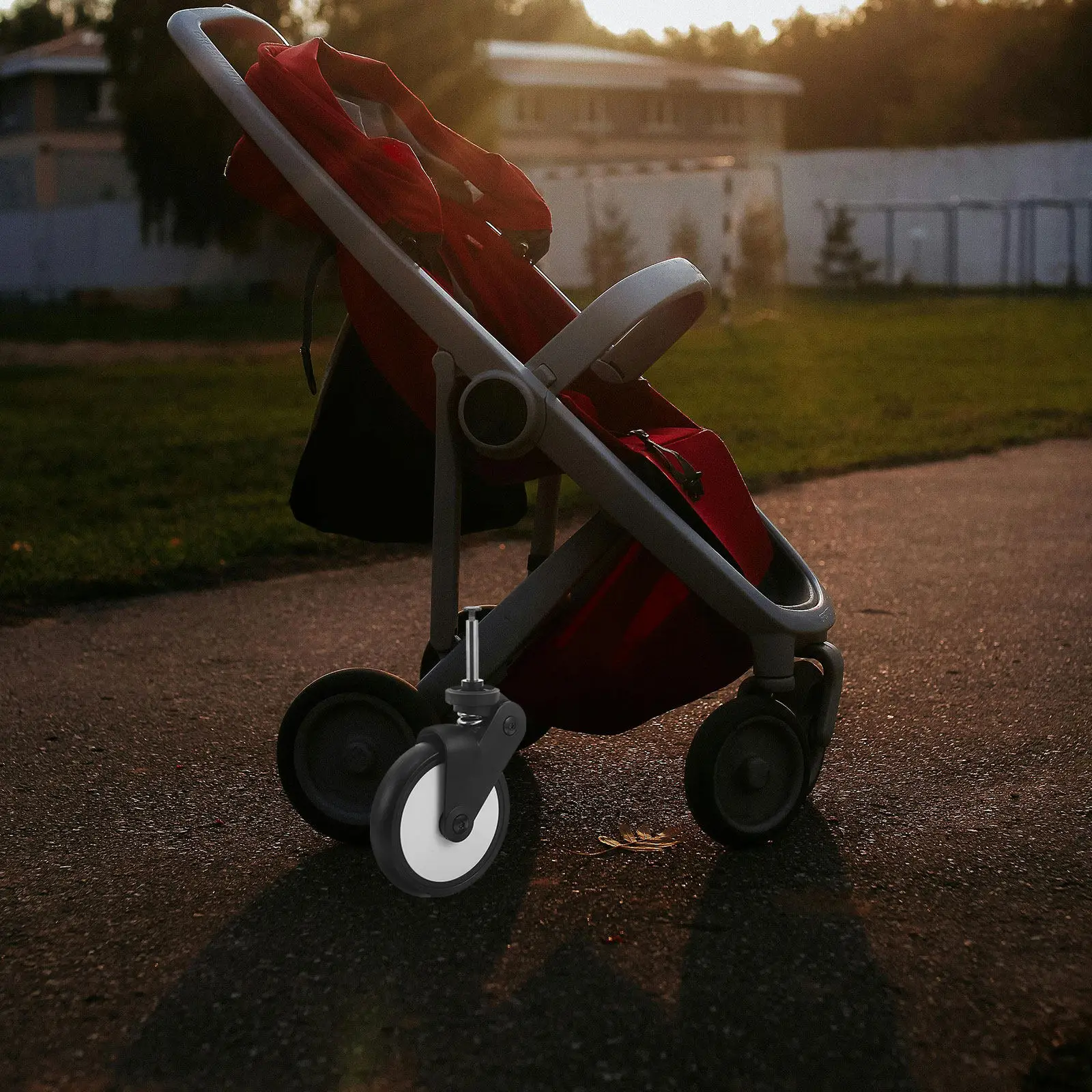 

1Pair Baby Stroller Wheels Rubber Replacement 13Cm Front Rear Anti-Slip Tread with Shank Rod for on Uneven Surfaces