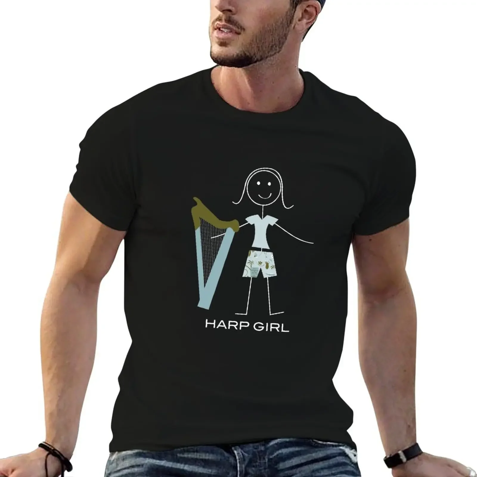 Funny Womens Harp Girl T-Shirt tees blue archive heavy weight t shirts for men