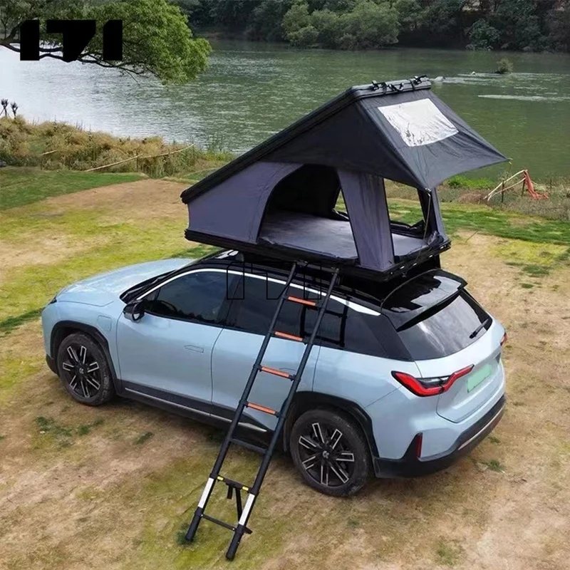 

Hard Shell Aluminium Roof Top Tent Hardshell Car Roof Tent With Roof Racks And Solar Panel