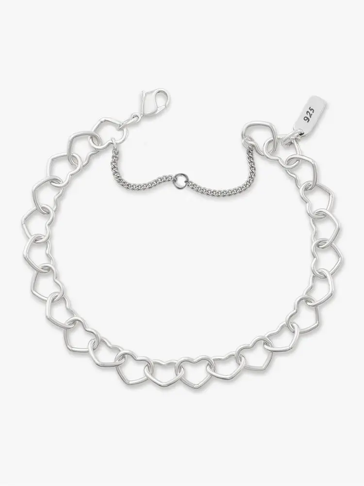 925 Sterling Silver  Vintage Love Heart Map Bracelet Fit DIY Pendant Gift Anniversary Party High Quality Jewelry