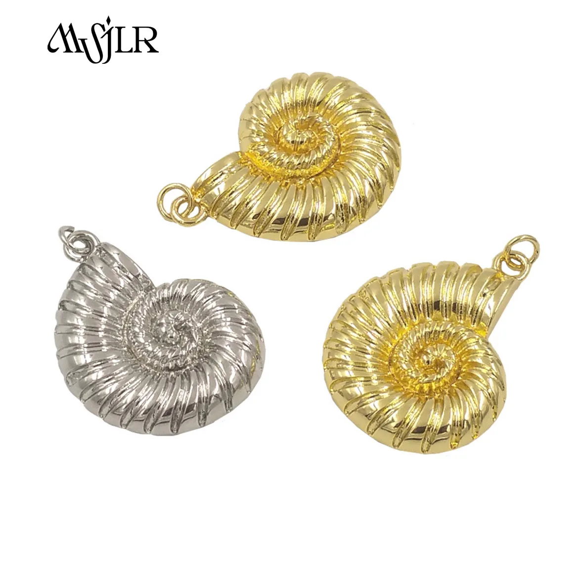 MVP-076   2024 Cute Childish Style Pendant  Realistic Conch Shape Design Gold And Silver Plated Beach Birthday Party Accessory