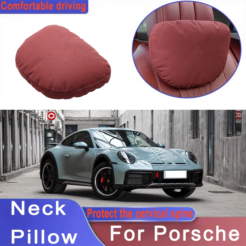 

Car Headrest Neck Support Seat Lumbar Cushion Neck Pillow For Porsche Panamera Taycan Carrera Macan Cayman Cayenne 911 718 970