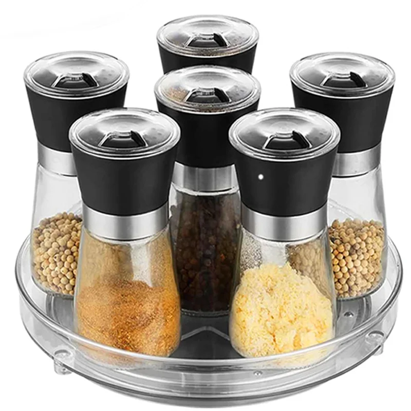 

Rotation Tray ​Organizer 360 Cabinet Turntable Storage Spice Rack Drink Cosmetic Transparent For Kitchen Bathroom Plastic