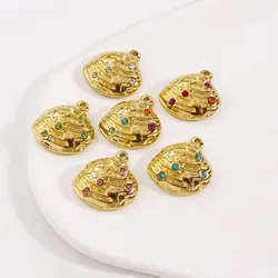 5PCS Stainless Steel Summer Seaside Ocean Shell Gold Color Pendant Colored Zircon Fine Polishing DIY Jewelry Making Necklaces