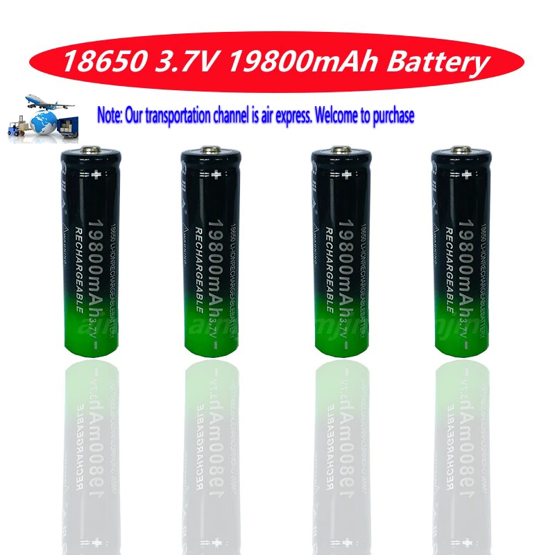 18650 Lithium Batteries Flashlight 18650 Rechargeable-Battery 3.7V 19800 Mah for Flashlight + USB Charger +Free Delivery