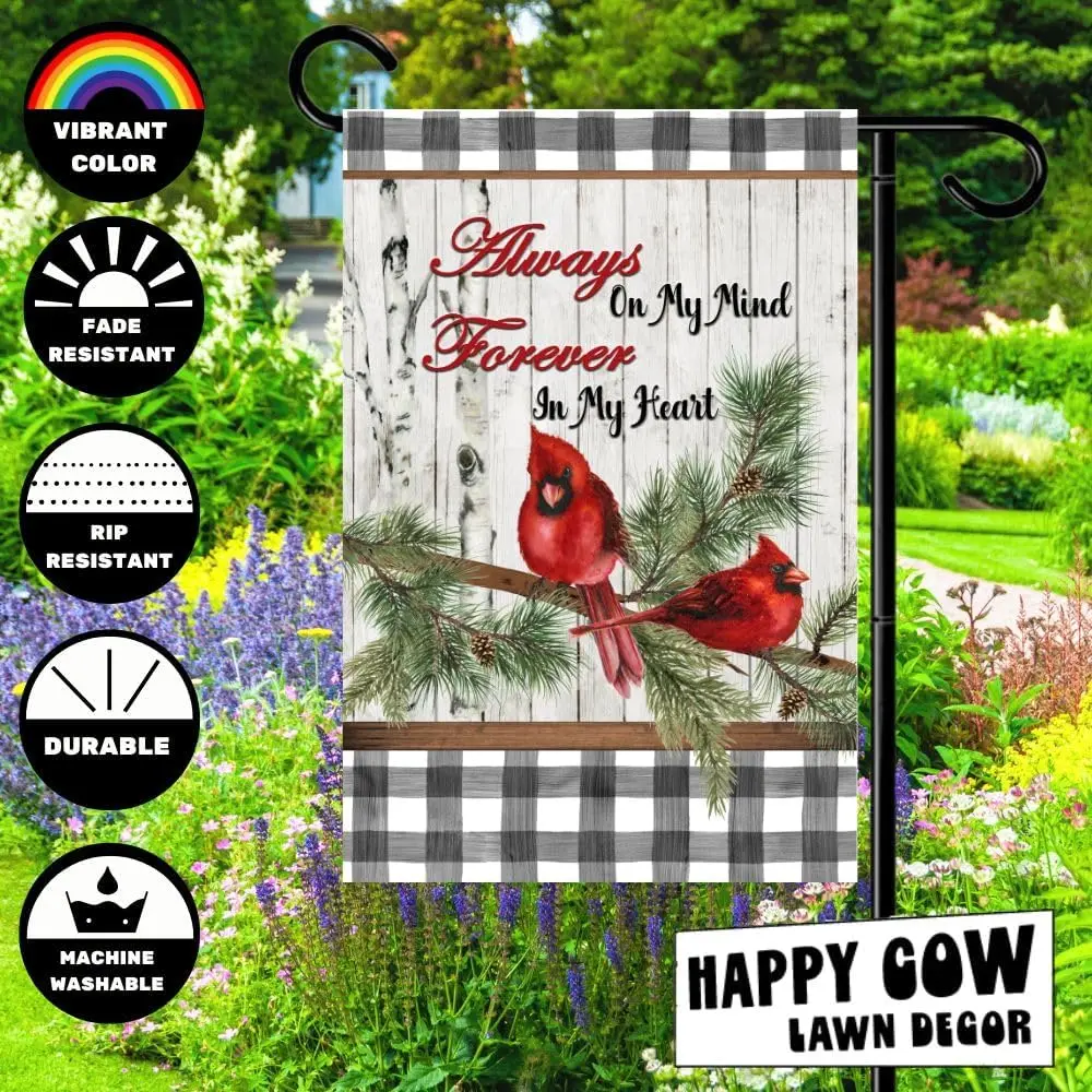 Cardinal Bereavement Double-Sided Welcome Garden Flag 12x18 Fall Yard Decor Outdoor Flag for Farm and Patio