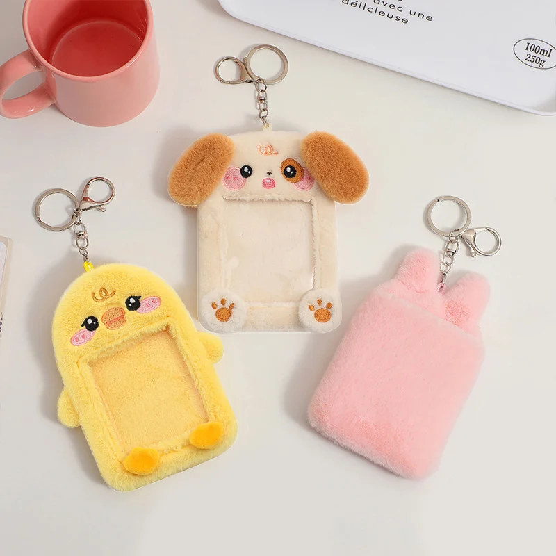 ID Credit Case Plush Card Cover Keychain Protector Case Photo Card Holder Star Chasing Pendant 3 Inch Cartoon Case Photo Holder