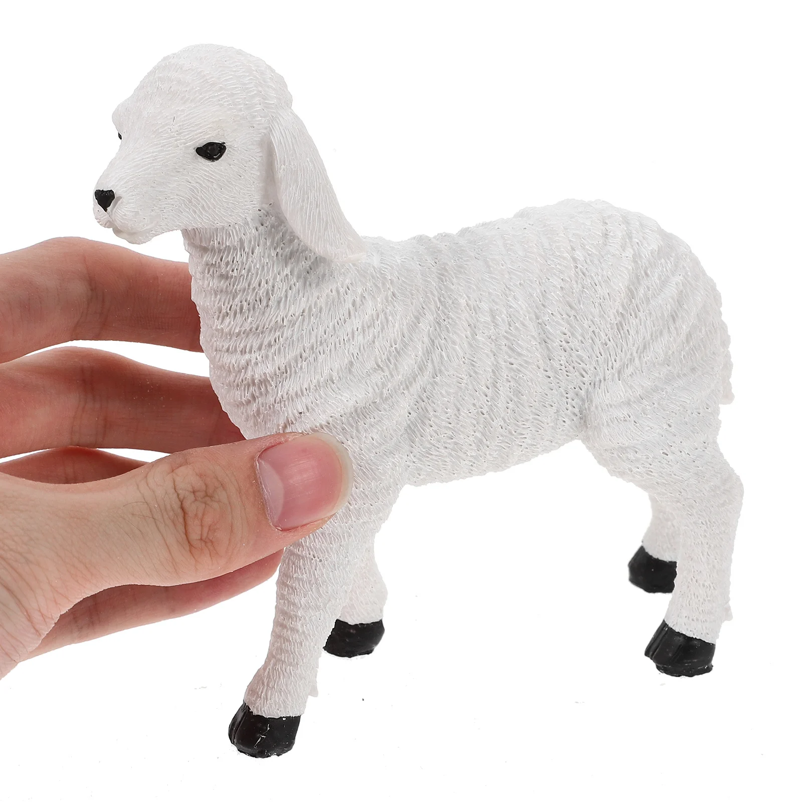 3 قطعة نابض بالحياة الراتنج الأغنام الحلي مصغرة خروف المنحوتات حديقة المنزل في الهواء الطلق ديكور الراتنج الأغنام تمثال #5
