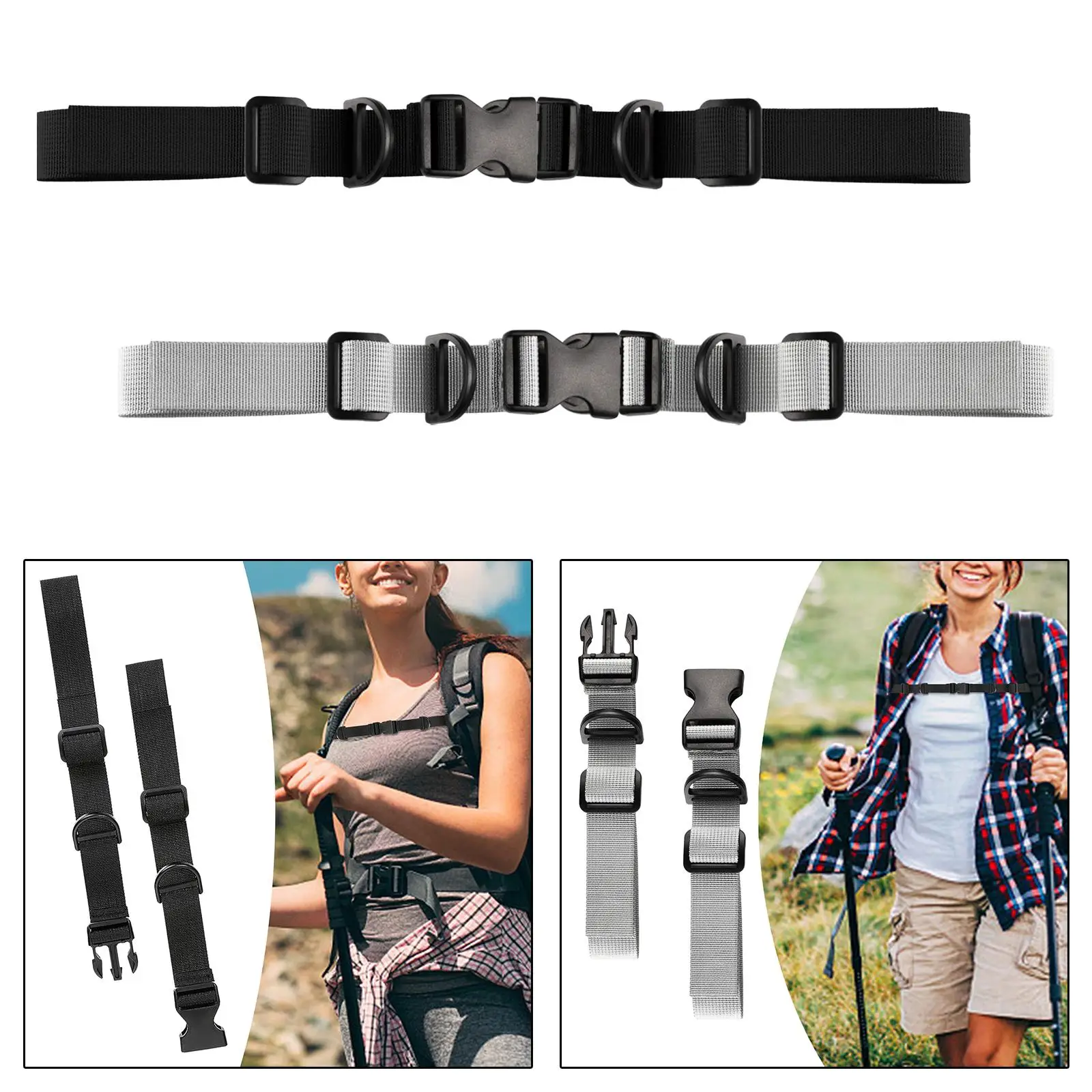 Backpack Chest Strap, Heavy Duty Adjustable Backpack Sternum Strap Chest Belt with Quick Release Buckle, Solid Color