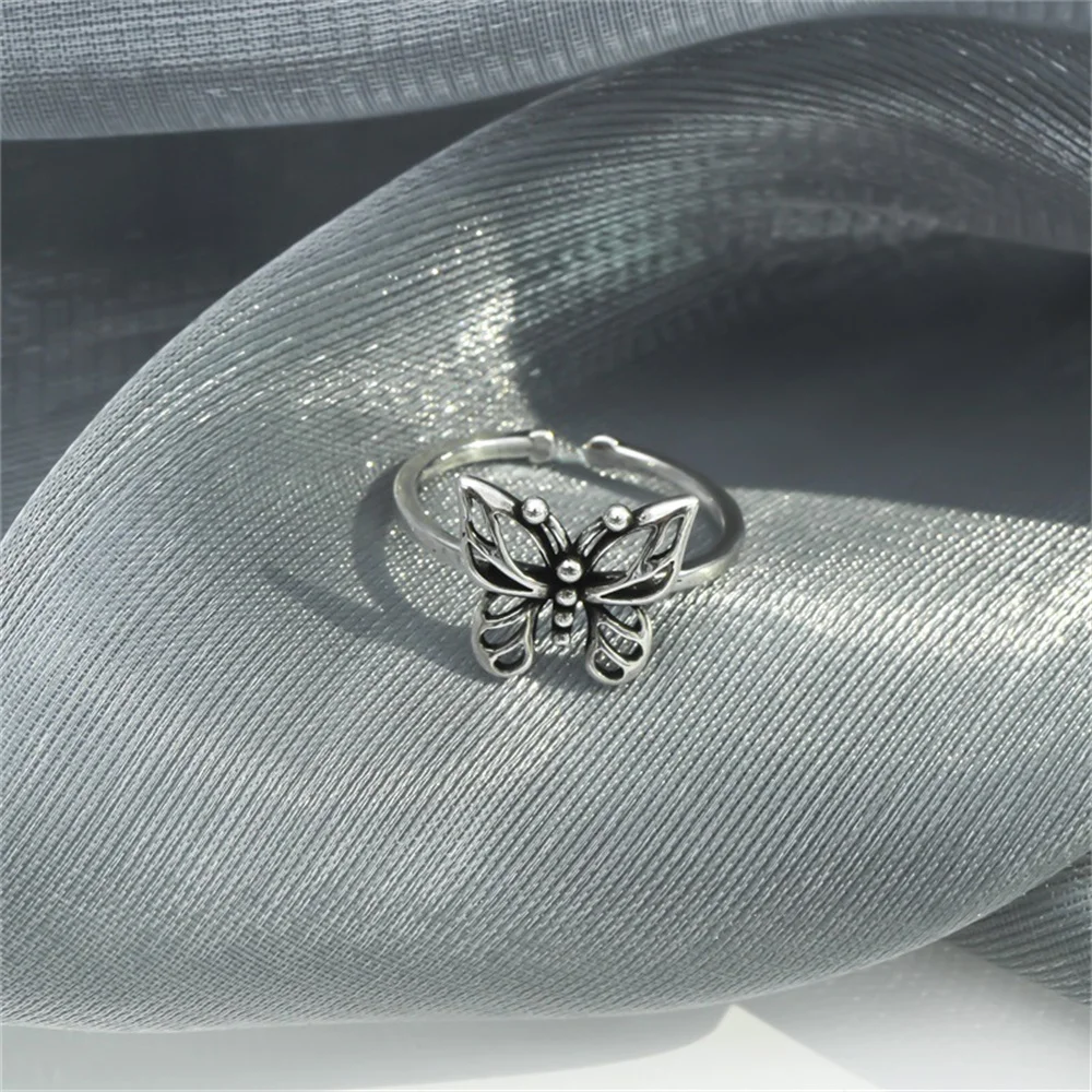 Antique Silver Color Hollow Butterfly Ring Set For Women Retro Trendy Jewelry Ring Accessories Dropshipping