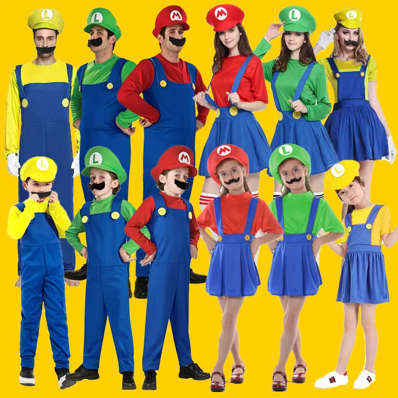 Costume Game Bros Super Luigi Brothers Uniform Set Cosplay Costumes Funny Anime Adult Men Ju mpsuit Woman Dress Halloween view 2