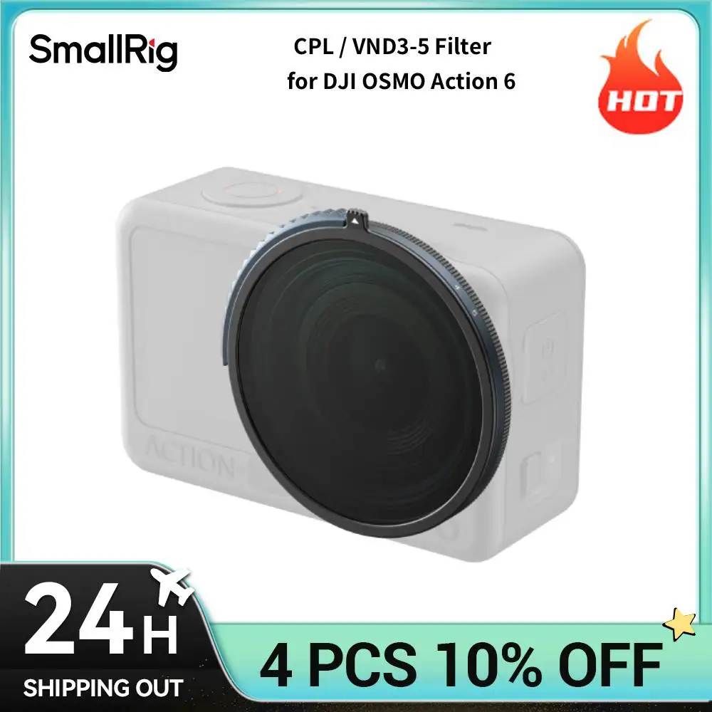 

Фильтр SmallRig Action 6 2-в-1 CPL/VND3-5 для DJI OSMO Action 6 с чехлом для хранения, превосходный светофильтр 5894