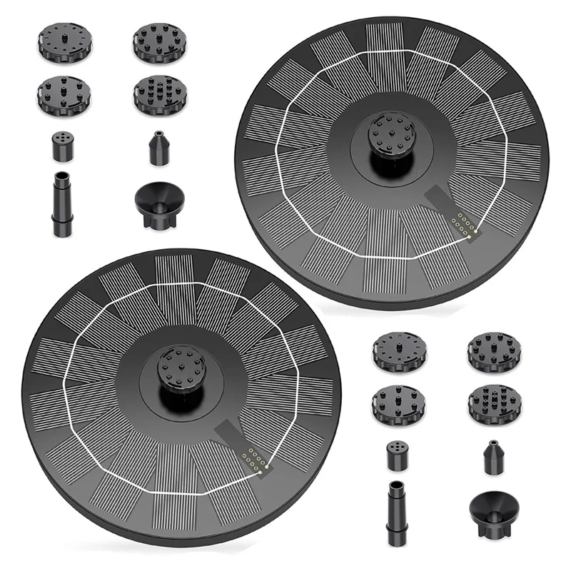 

NEW-Solar Pump 2.5W 2SET, Fountain For Bird Bath Water Feature, For Garden Pond Pool With 8 Nozzles