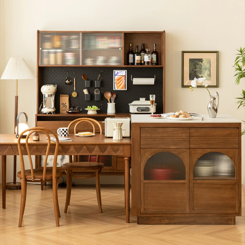 Simple and open kitchen bar storage locker sideboard with solid wood rock platform