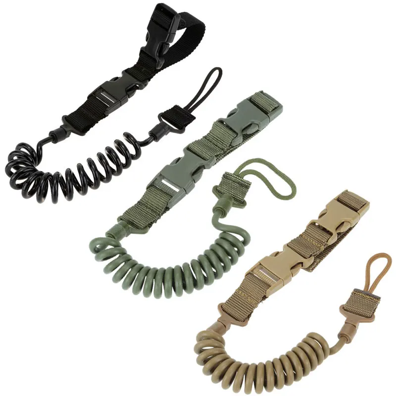 Outdoor Anti Loss Rope Tactical Safety Sling Hunting Spring Rope for Key Pen Tools Traveling Hiking Camping