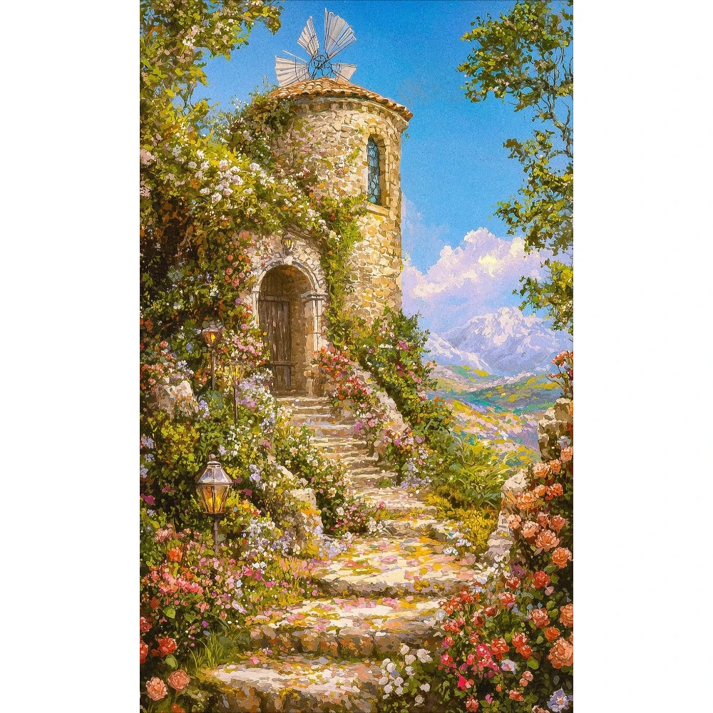 

Stone House Flowers Scenery 500/1000/1200/2000 PCS Jigsaw Puzzles Family Activity Games DIY Puzzle for Room Home Decor Gift