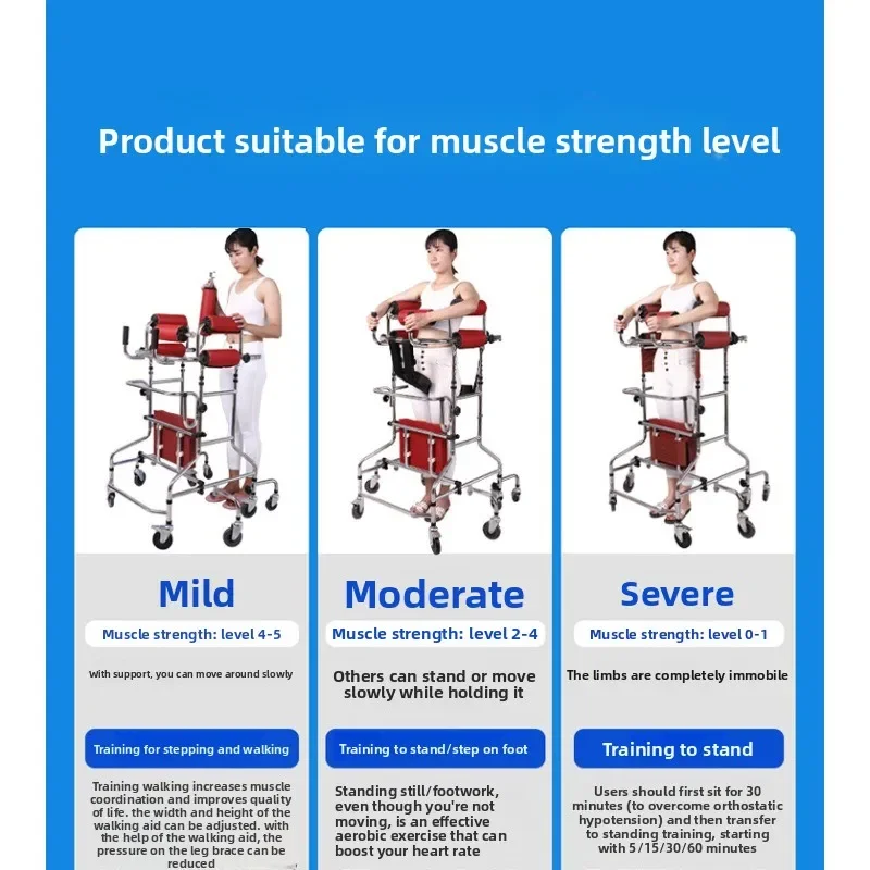 8-Wheel Standing Walker for Adults, Lower Limb Trainer, Hemiplegia Walking Aid, Elderly Rehabilitation Equipment