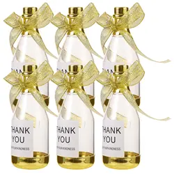 6pcs Transparent Candy Bottles Mini Wine Bottles With Lids Candies Packaging Container Candy Box Party Favors For Guest NEW