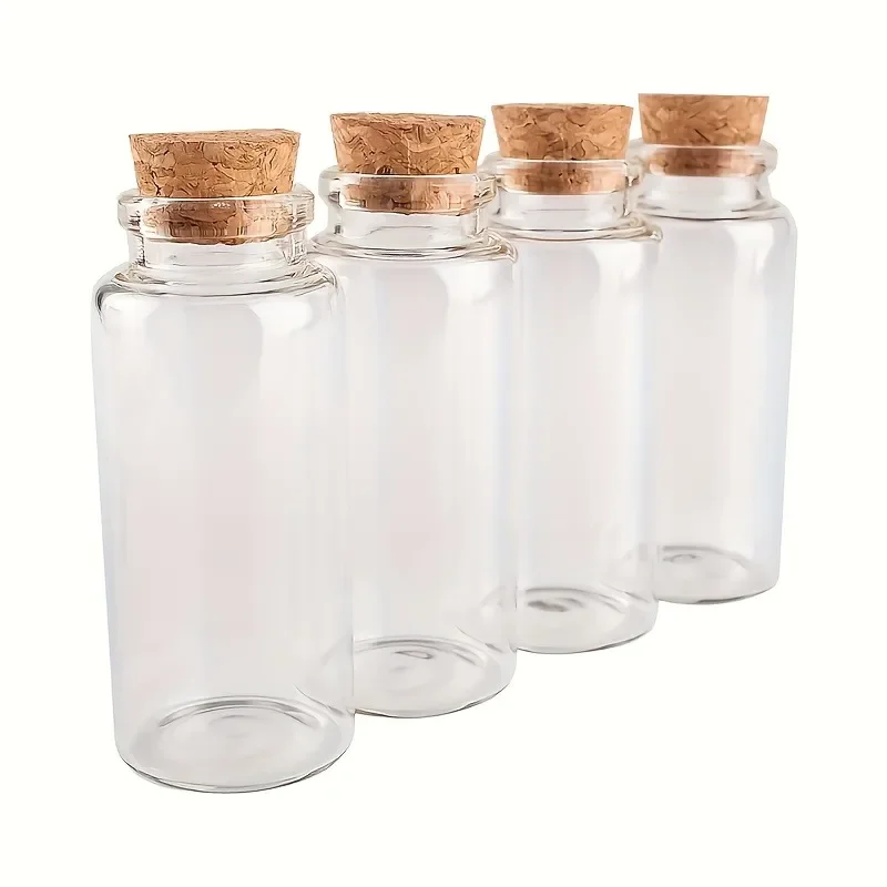 50pcs 30ml Mini Glass Bottles with Wooden Screws Clear Small Bottles for Wishes Tracts Potion Jars Sand Art Decorations Wedding