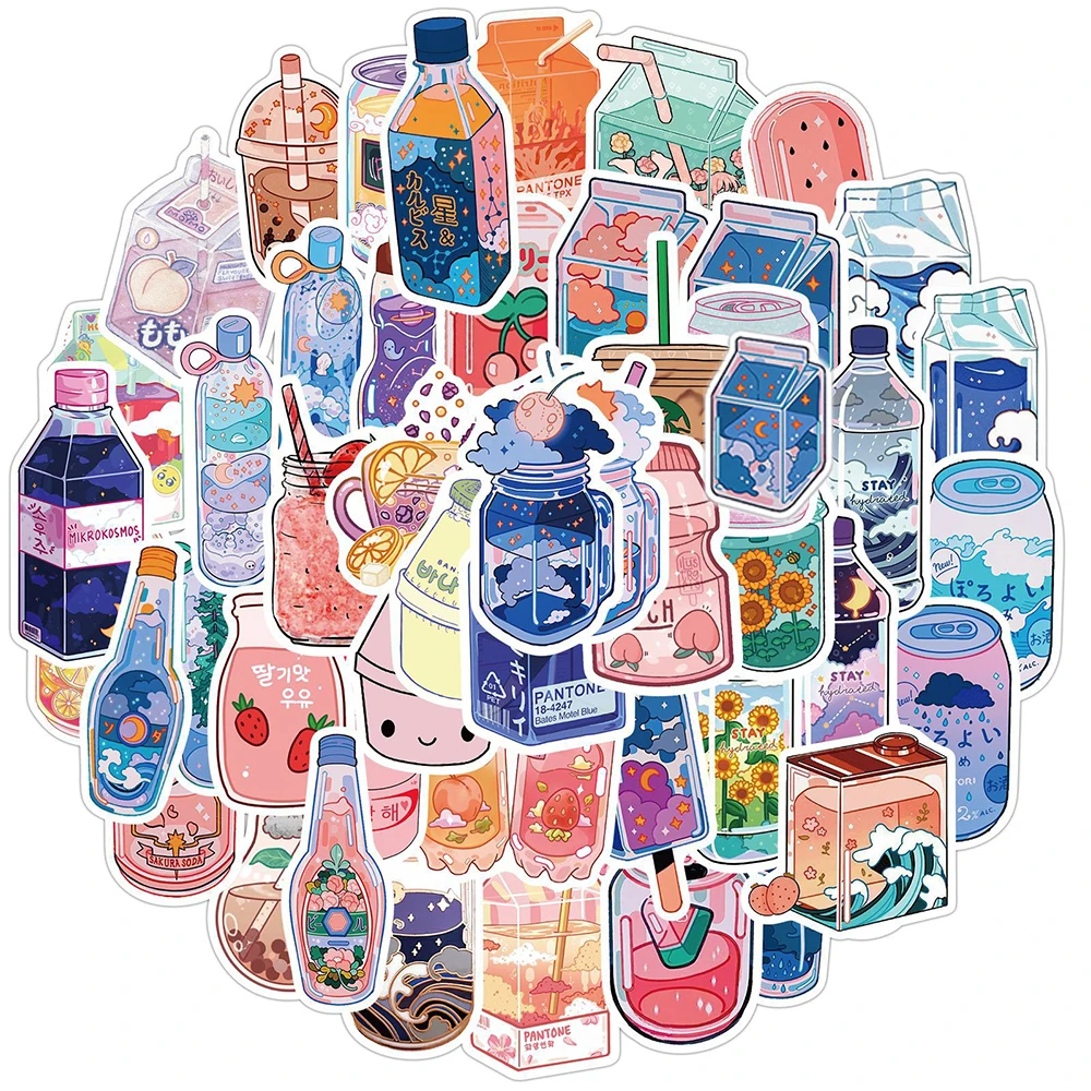 10/30/50PCS INS Style Cute Drink Cartoon Stickers Laptop Guitar Luggage Fridge Waterproof Graffiti Sticker Decal Kid Classic Toy