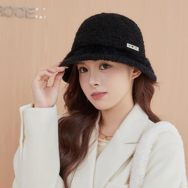 New small fragrant wind sense of fashion warm fisherman hat women's autumn and winter trend cute label cold basin hat