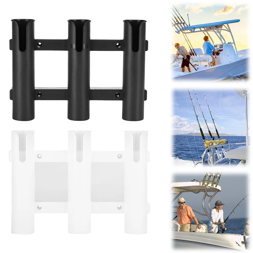 3 Tubes Link Fishing Rod Holder Bracket Boat Rod Holders Plastic Fishing Rod Racks for Boat Garage Cooler Trailer