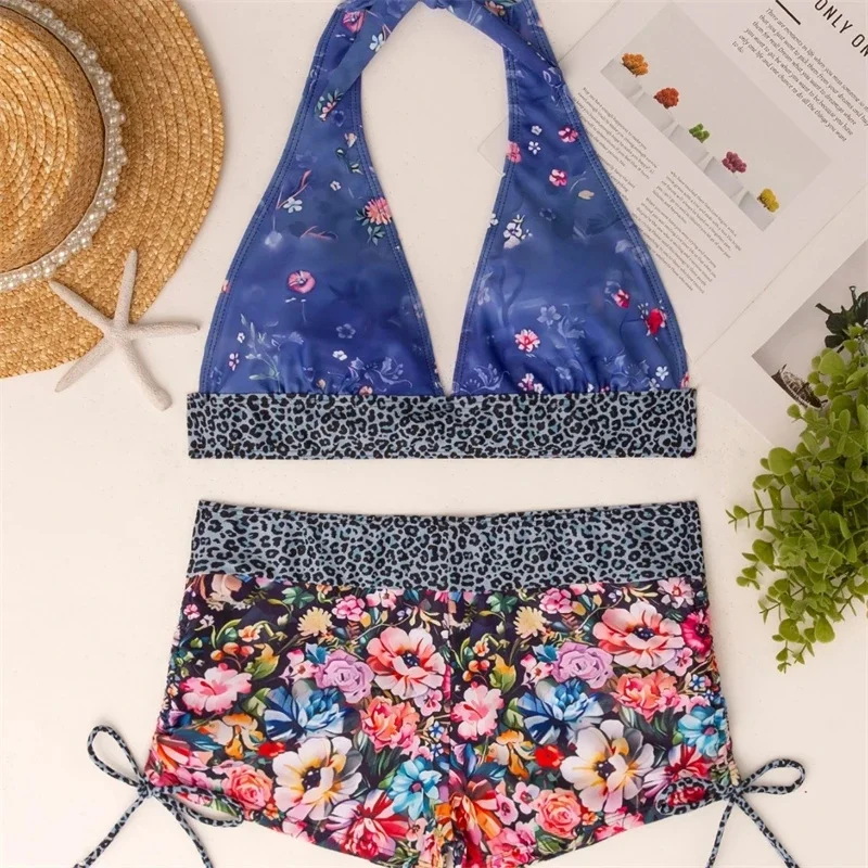 Square Neck Modest Bikini Set With Skull Print And Boyshorts  Western Style Beach Swimwear For Women Halloween Party Gothic