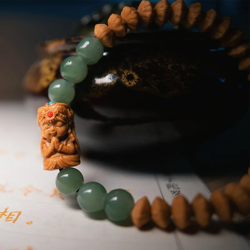 Anhui Jiuhuashan Gold Leaf Bracelet Money Bodhi Rare Cultural Plaything Zakiram