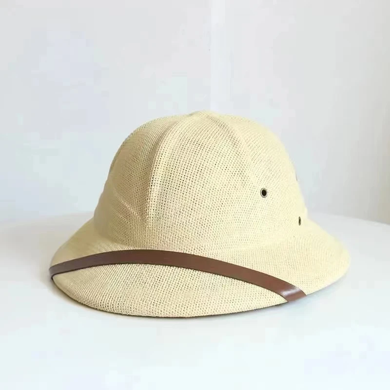 

2024 Fashion Vietnam War Army Hat Women Men British Explorer Straw Helmet Summer Boater Bucket Sun Hats Unisex Jungle Miners Cap