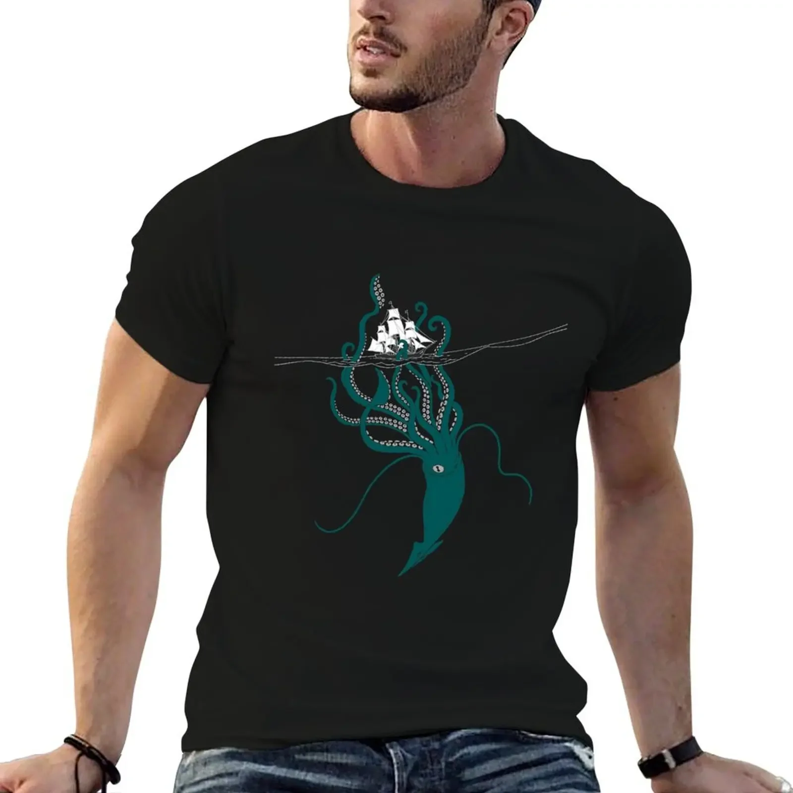 Kraken T-Shirt boys animal print plus sizes sublime anime stuff T-shirts for men cotton