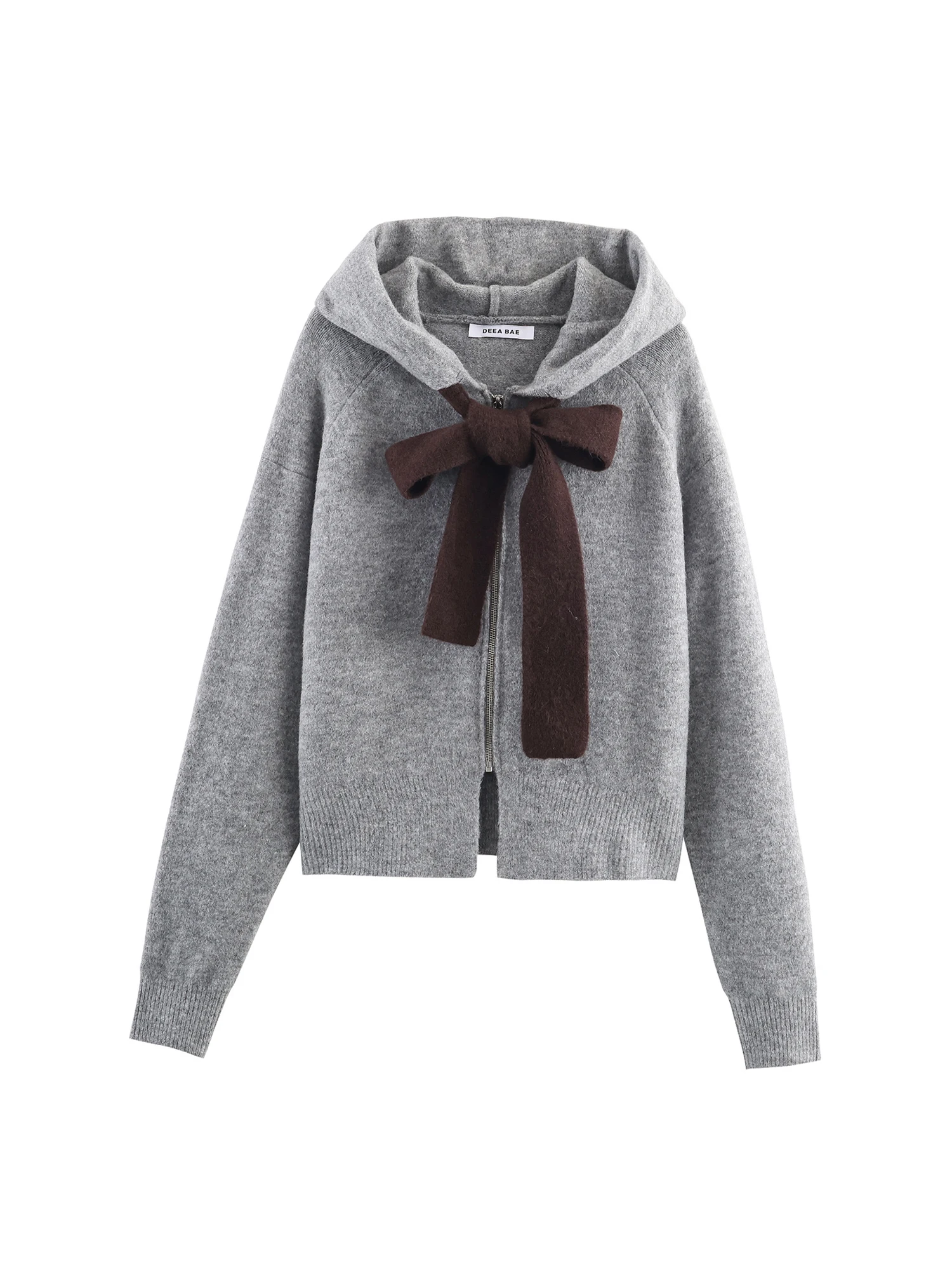 Dames grijze strik hoodie sweatshirt vintage bovenkleding esthetische herfst sweatshirt harajuku Y2k 2000s oversize hoodies topkleding