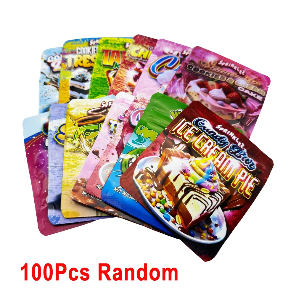 100 Stuks Lege Mylar Zakje Met Papieren Verpakking Doos Set 3.5Gram Opbergdozen Kit En Rits Plastic Zak Snoep Case