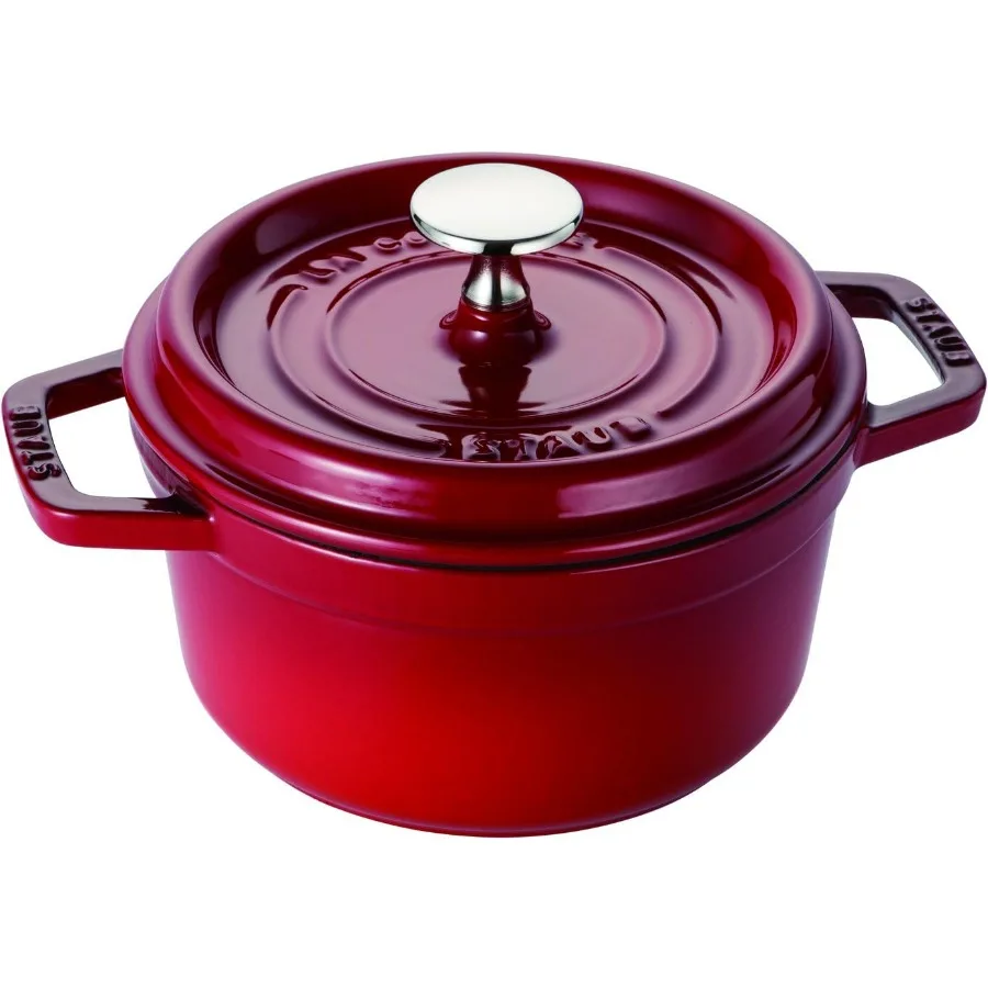 

La Cocotte Round 40511488 Pico Cocotte Round Cherry 6.3 inches 16 cm Small Both Handed Casting Enameled Pot Induction Compatibl