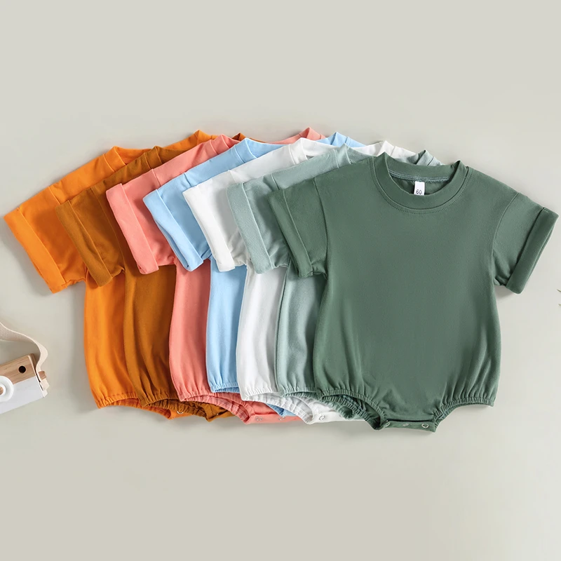 Pelele para bebé recién nacido, ropa de cuello redondo, monos sueltos informales sólidos, Pelele de algodón para niño pequeño