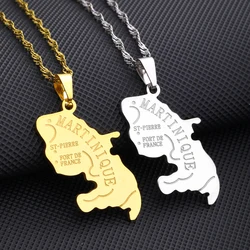 Fashion French Martinique Island Map City Pendant Necklace Stainless Steel Men Women Maps Jewelry Gift