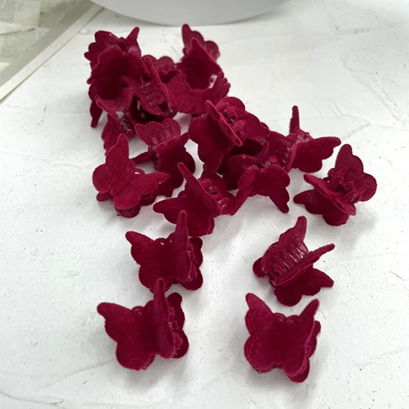 

10 Pcs/Lot Cute New Red Velvet Butterfly Hair Claws For Women Girls Small Butterfly Barrettes Clip Fashion Accessories