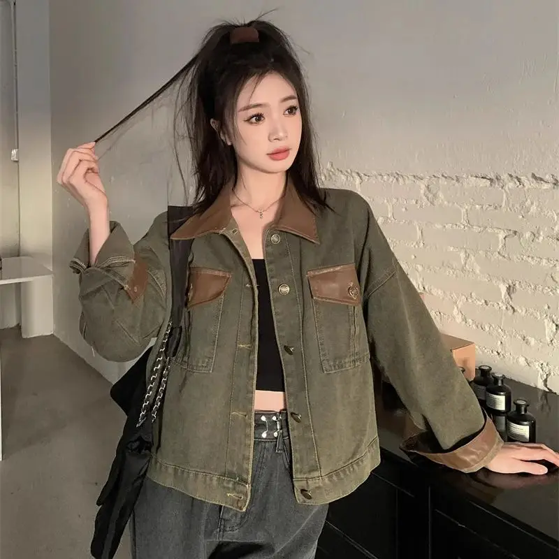 

American Retro Denim Short Jacket Spring 2024 Women's Small Stature Appears Slim Versatile With Spicy Girl Contrasting Colors M2