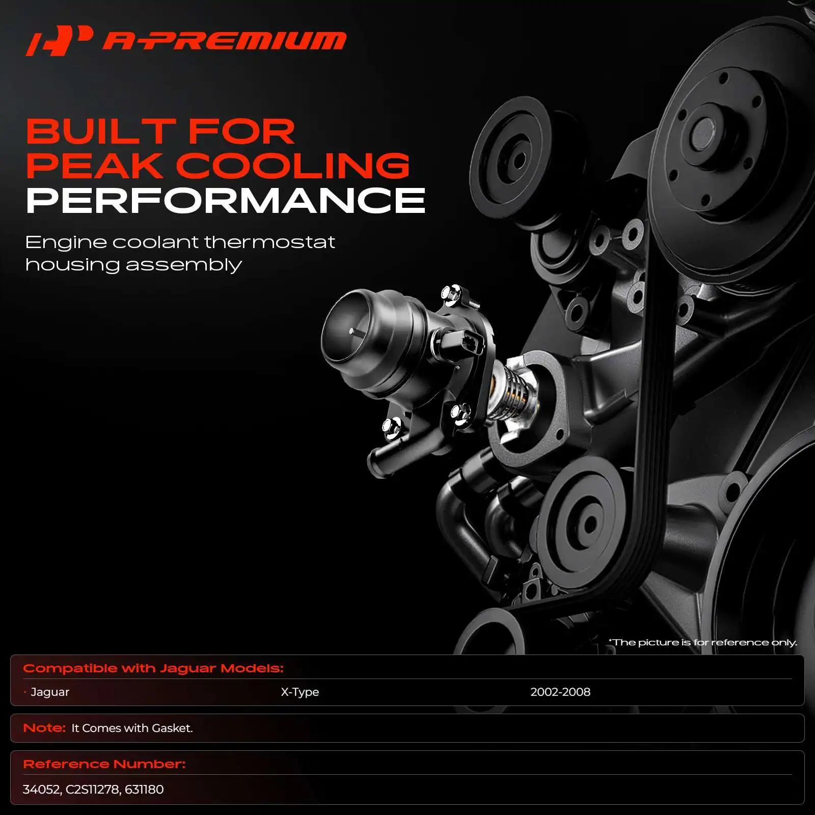 A-Premium Thermostat Housing Assembly for Jaguar X-Type 2002 2003 2004 2005 2006 2007 2008